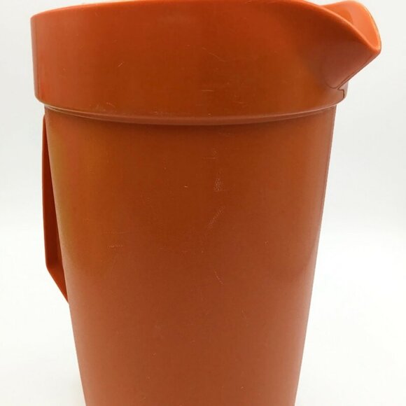 Vintage Tupperware Harvest Orange 2 Qt Beverage Pitcher 800-11 Push Button Lid - Picture 5 of 11